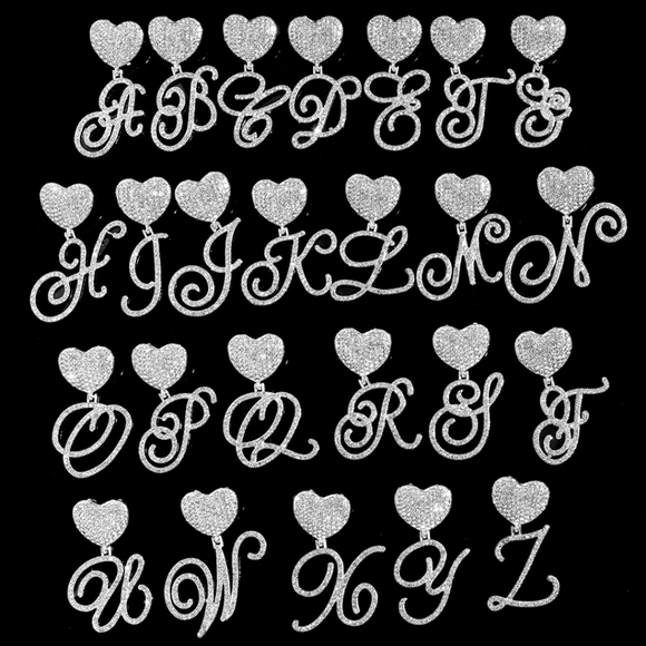 Extra Over-the-Top Blinged Out Iced Out Heart Initial Necklace - Picture 3 of 8